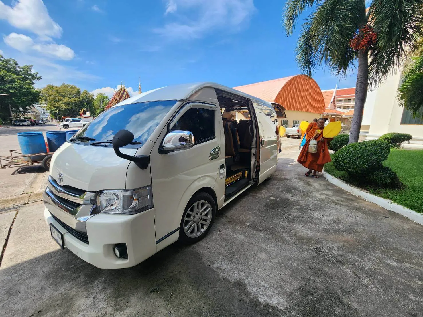 White VIP van prepared for a Pattaya airport transfer