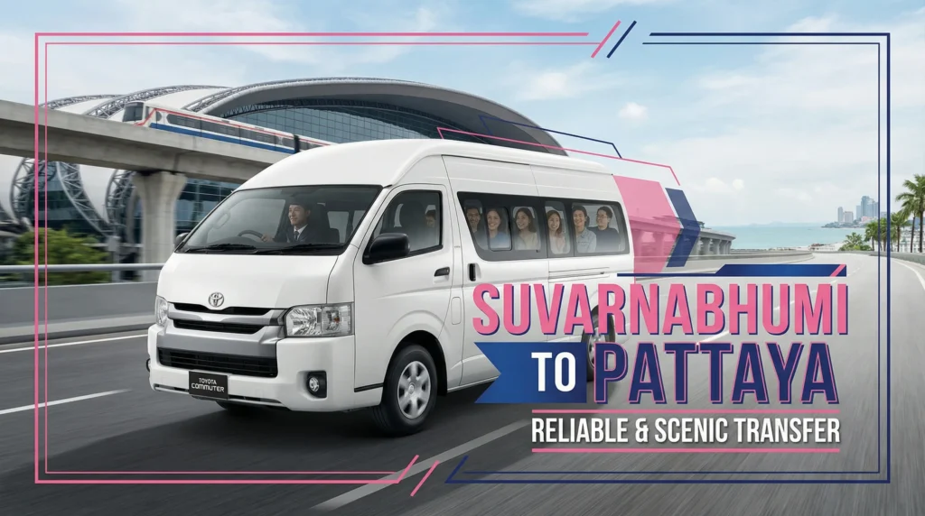 Private Toyota Commuter van transfer service from Suvarnabhumi Airport to Pattaya with professional driver.