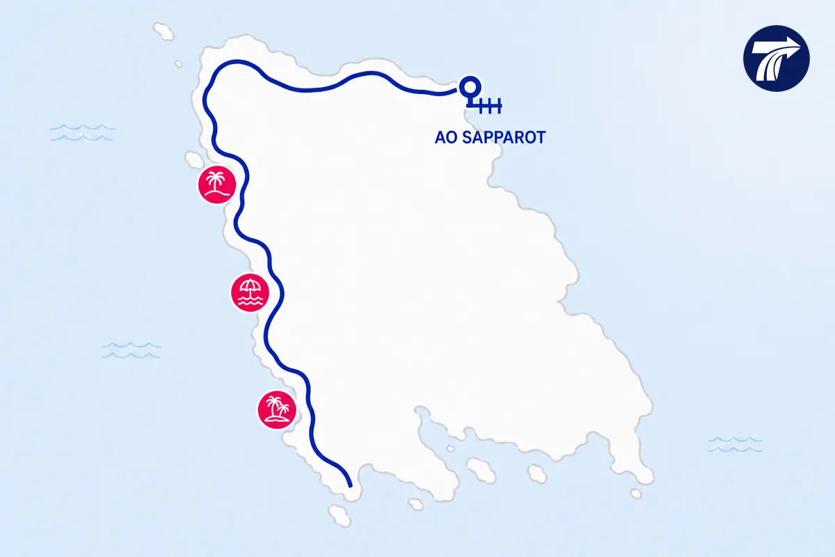 Onward road from Ao Sapparot to Koh Chang hotel areas