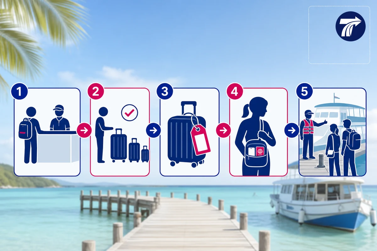 Luggage handover checklist at Ban Phe Pier