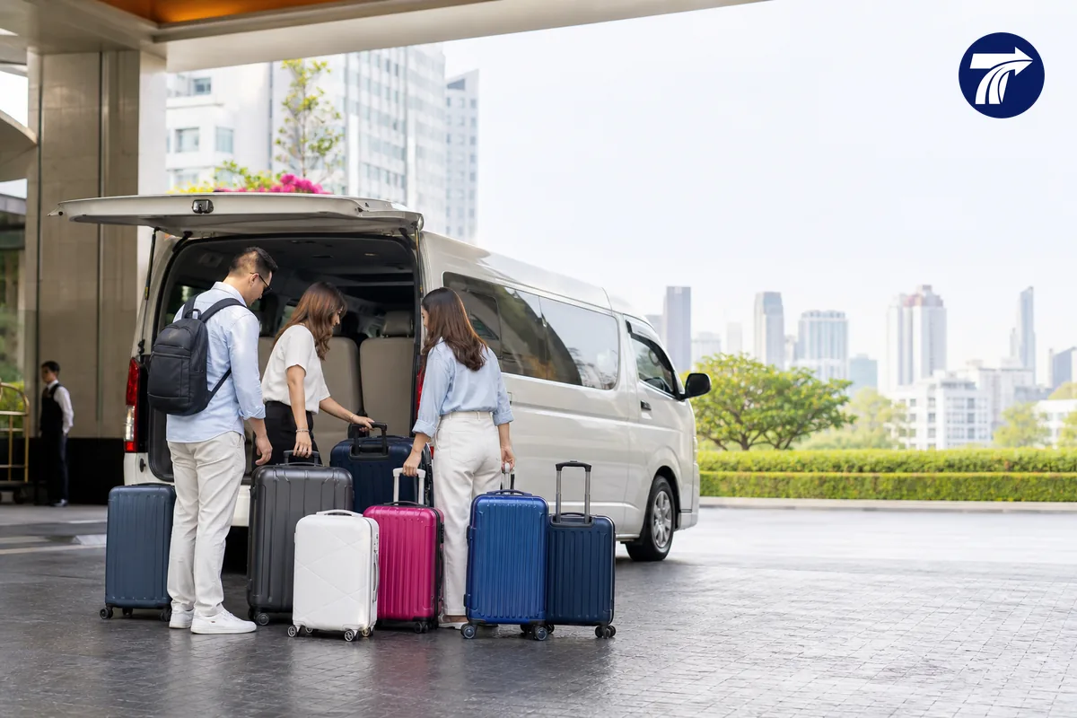 Travellers counting luggage at a Bangkok hotel