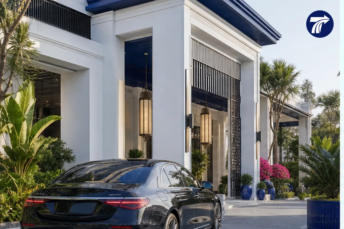 Generic private vehicle arriving at a central Hua Hin hotel