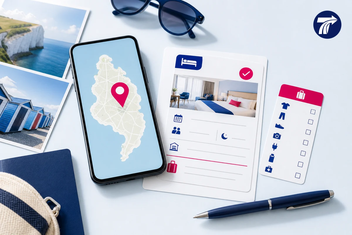 Hotel map pin and booking details for a Koh Chang transfer