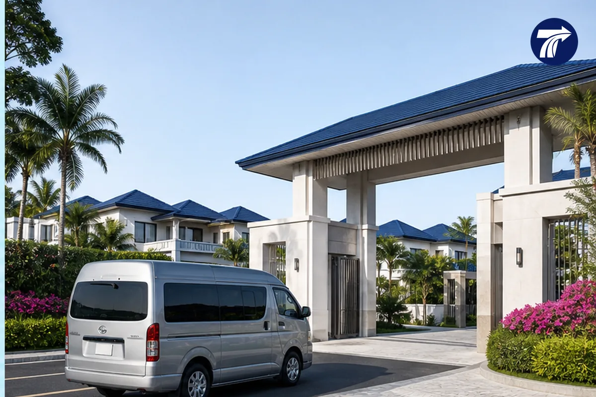 Van access being checked at a Hua Hin villa entrance