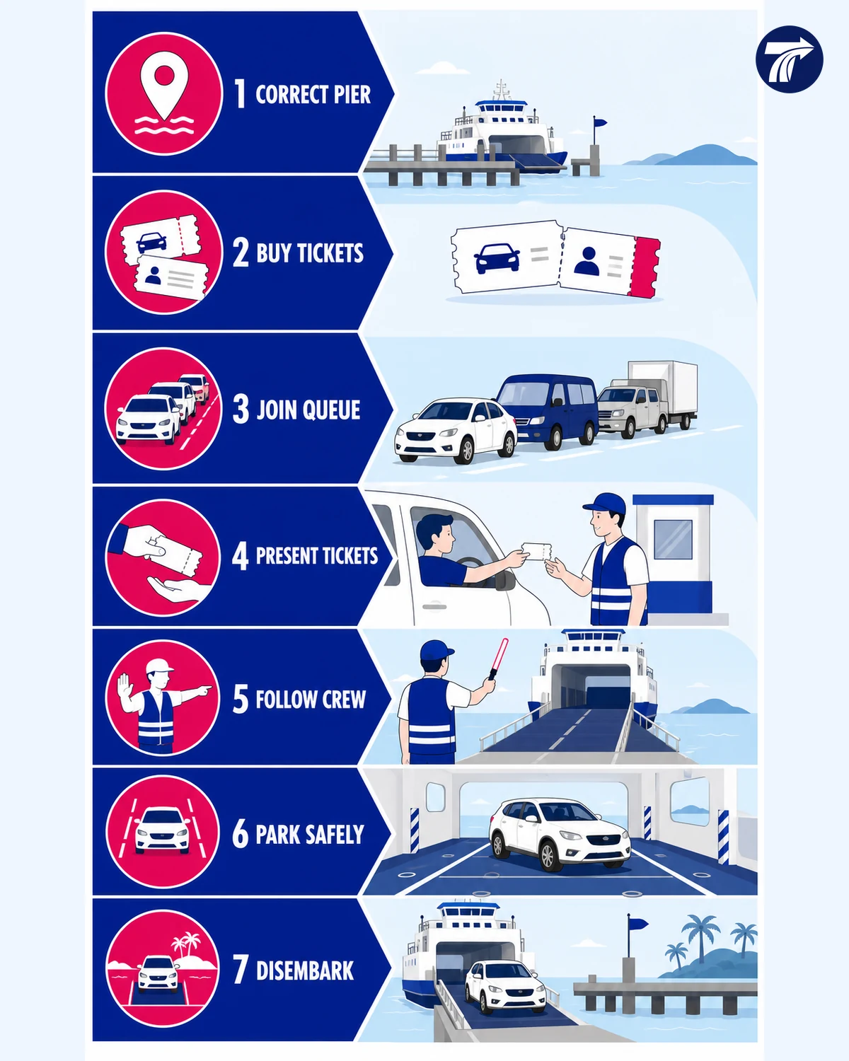 Vehicle ferry boarding steps for Koh Chang