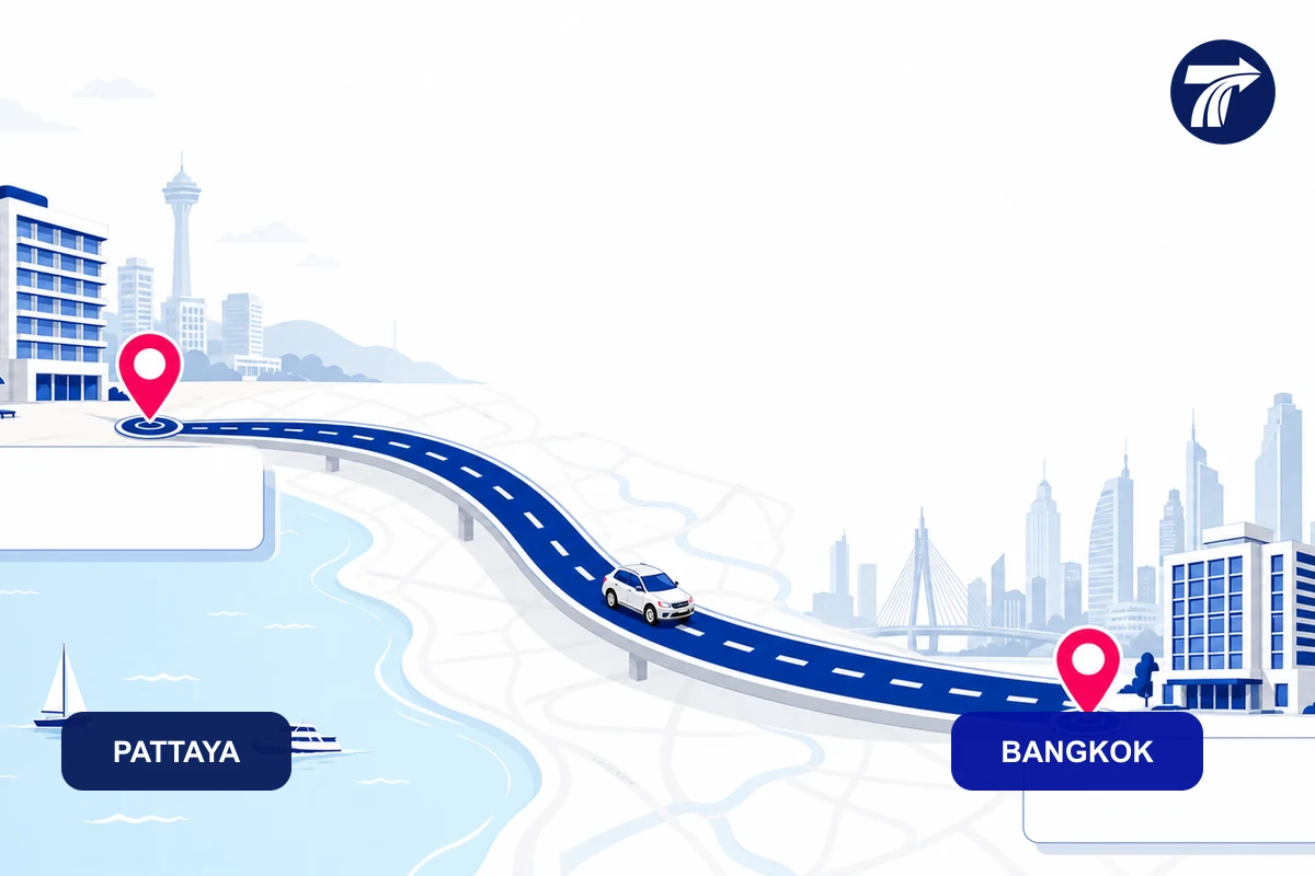 Simple Pattaya to Bangkok private transfer route