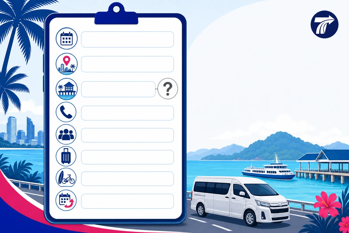 Booking details needed for a Pattaya to Koh Chang private transfer