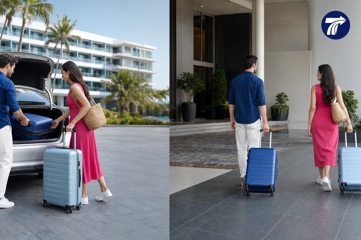 Door-to-door private taxi journey between two hotels