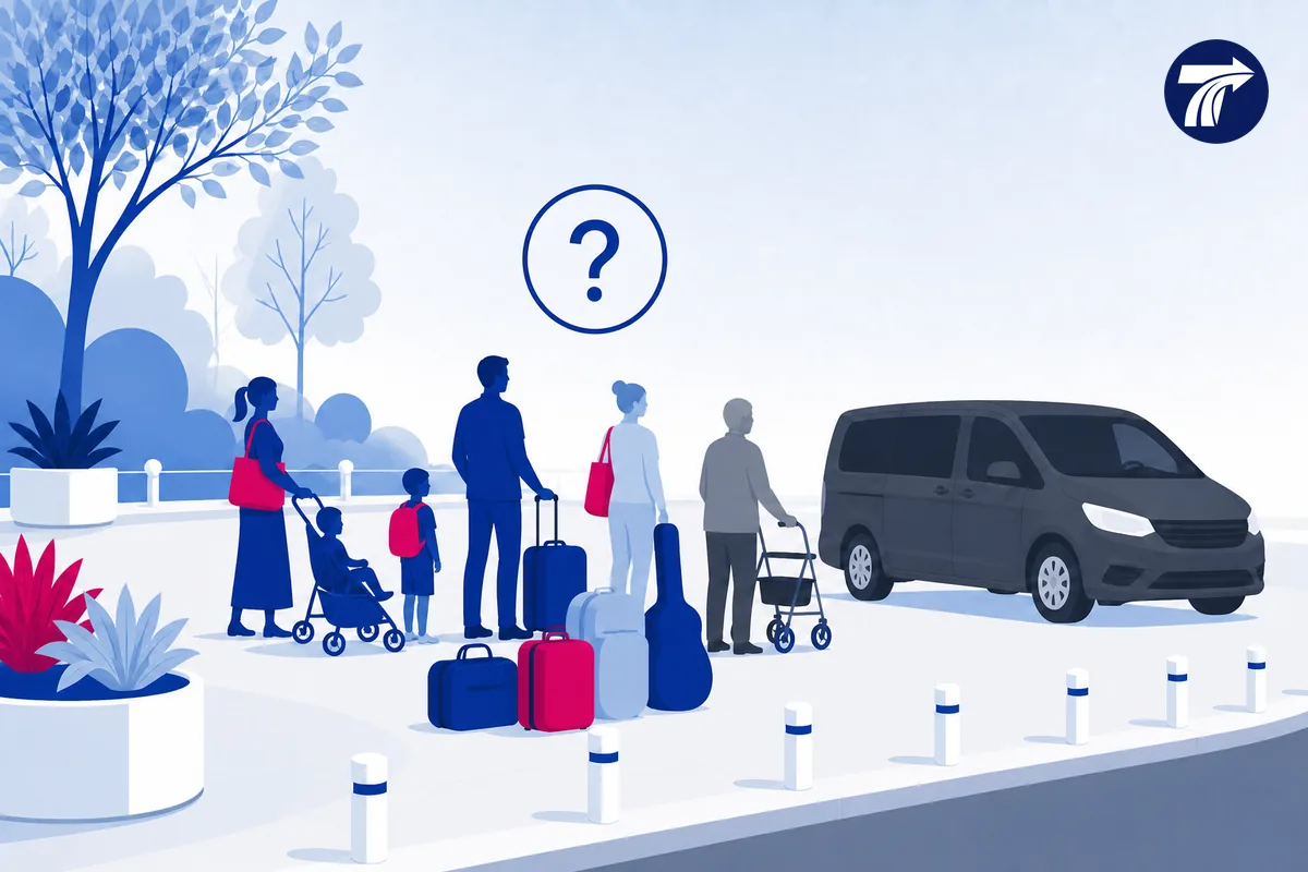 Illustrative airport meeting point passenger and complete luggage confirmation