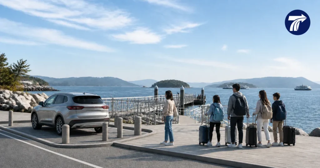 Illustrative Bali Hai Pier road handoff with a separate passenger entrance check