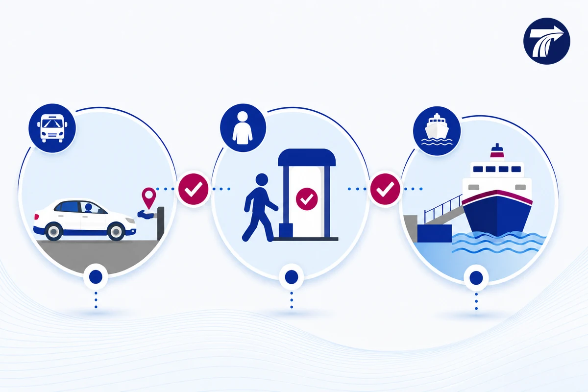 Illustrative verification of road handoff ticket point and boarding berth