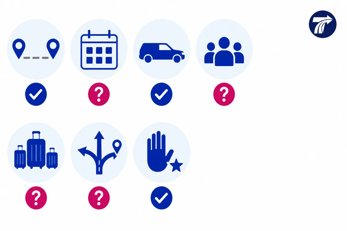 Illustrative road booking confirmation review for endpoints vehicle load and requested stops