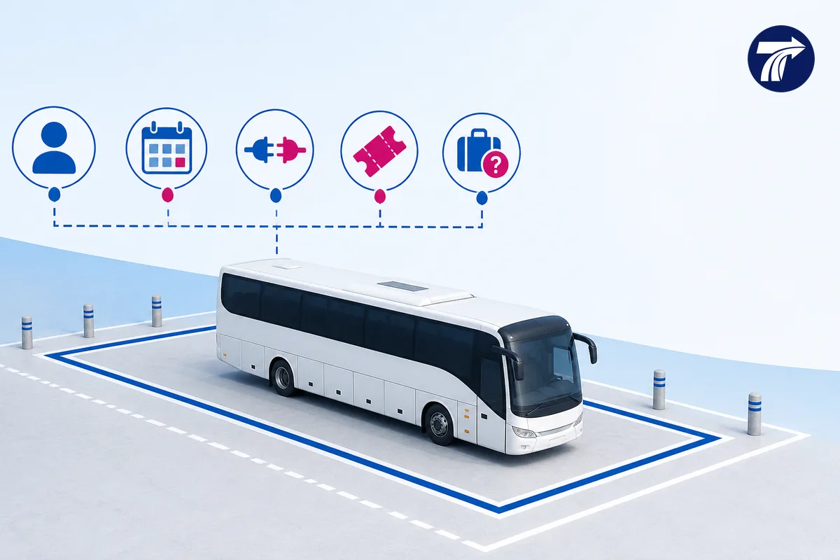Illustrative bus operator verification for date boarding point arrival point and baggage