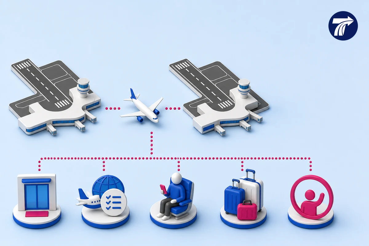 Illustrative choice of Bangkok airport terminal flight details and passenger contact