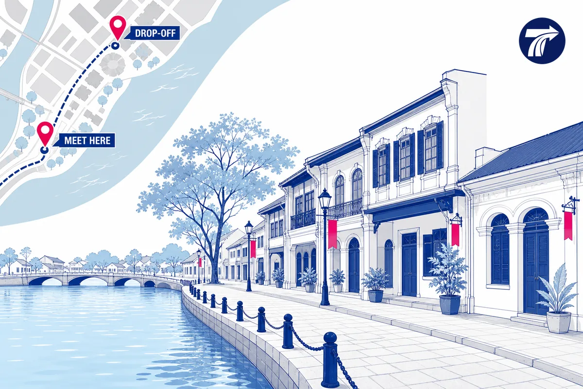 Illustrative walkable section of Chanthaboon Waterfront with an agreed meeting point