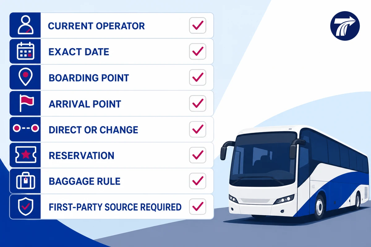 Bus operator verification checklist for a dated Chanthaburi journey