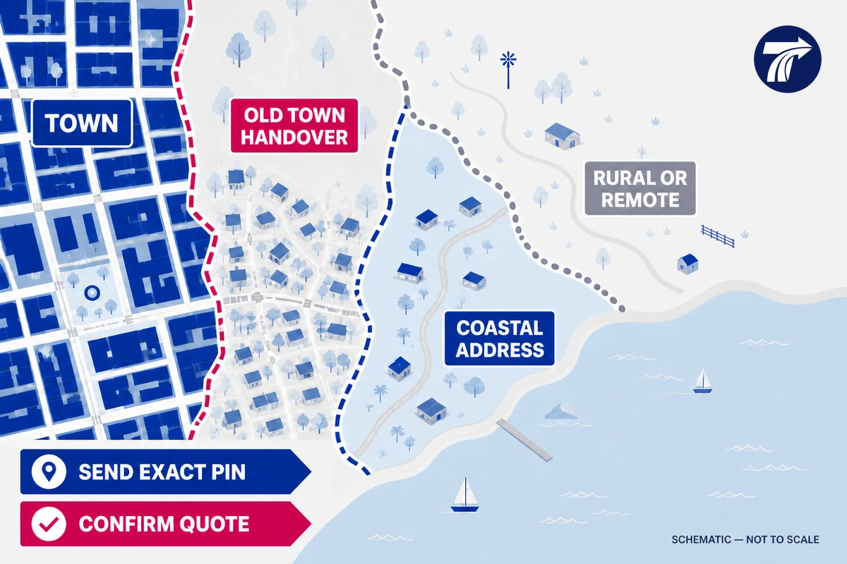 Concept separating Chanthaburi town Old Town coast and outlying endpoints