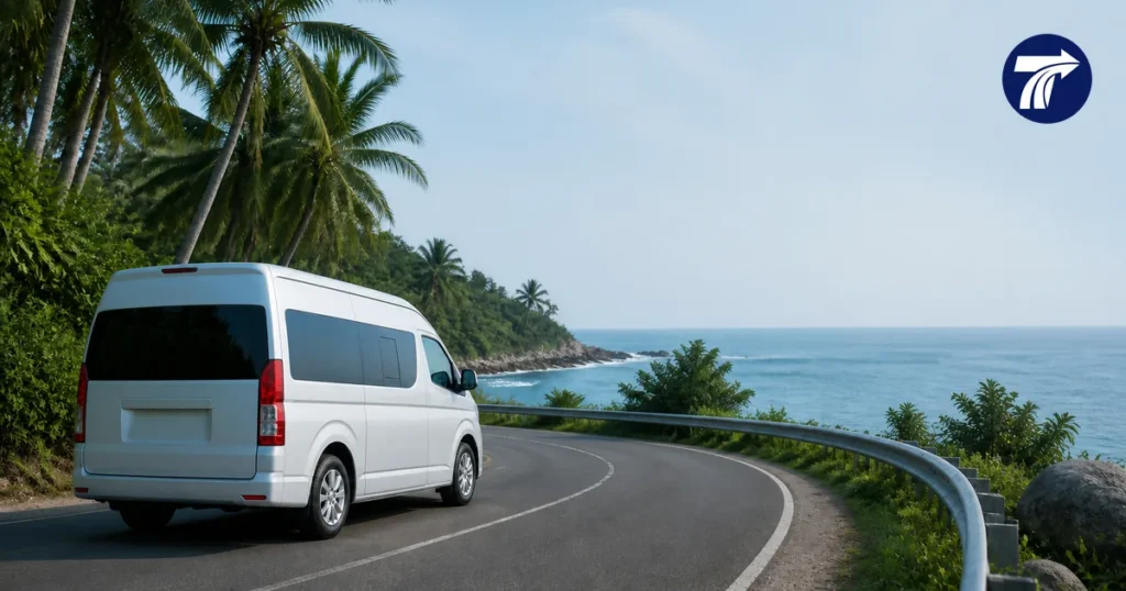 Illustrative coastal road approach for a Pattaya to Chao Lao Beach hotel transfer