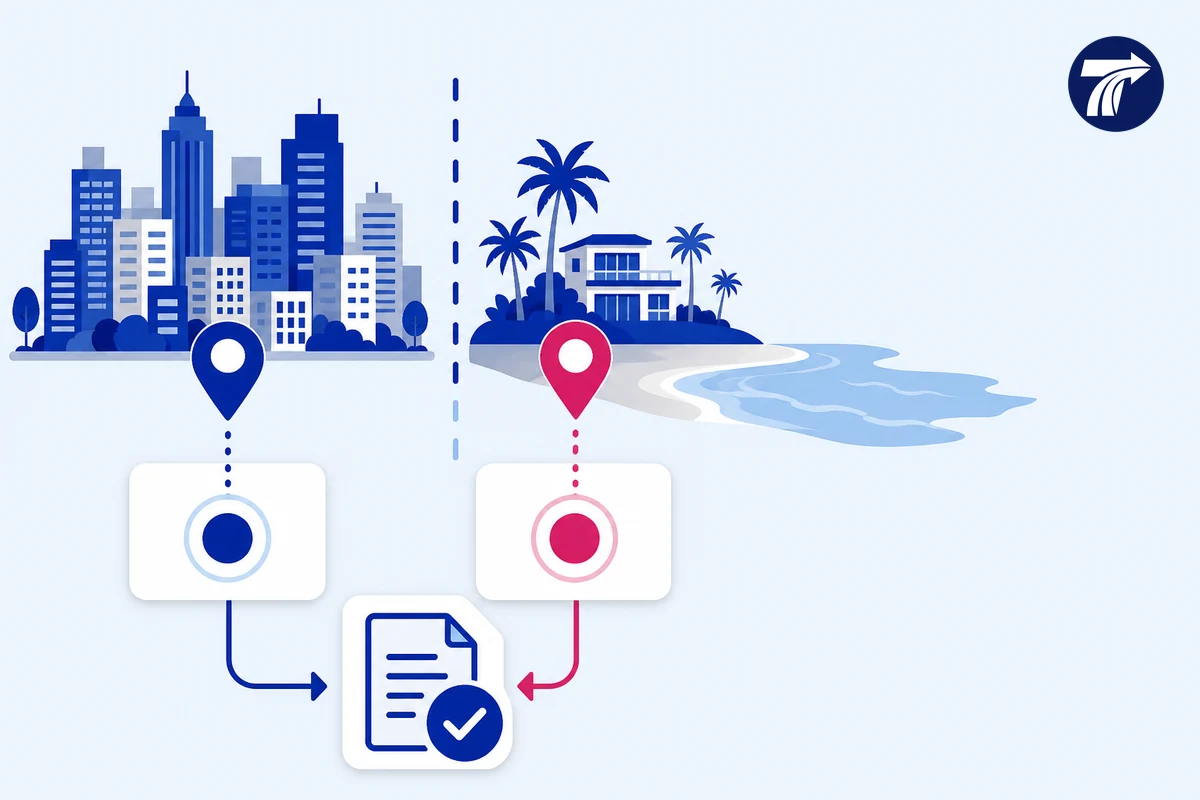 Diagram separating Chanthaburi town from a Chao Lao coastal property endpoint