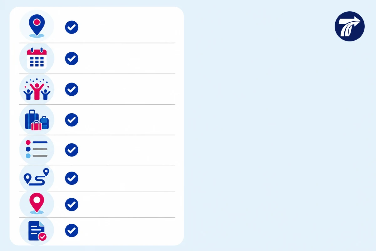 Booking checklist for a cultural day road itinerary