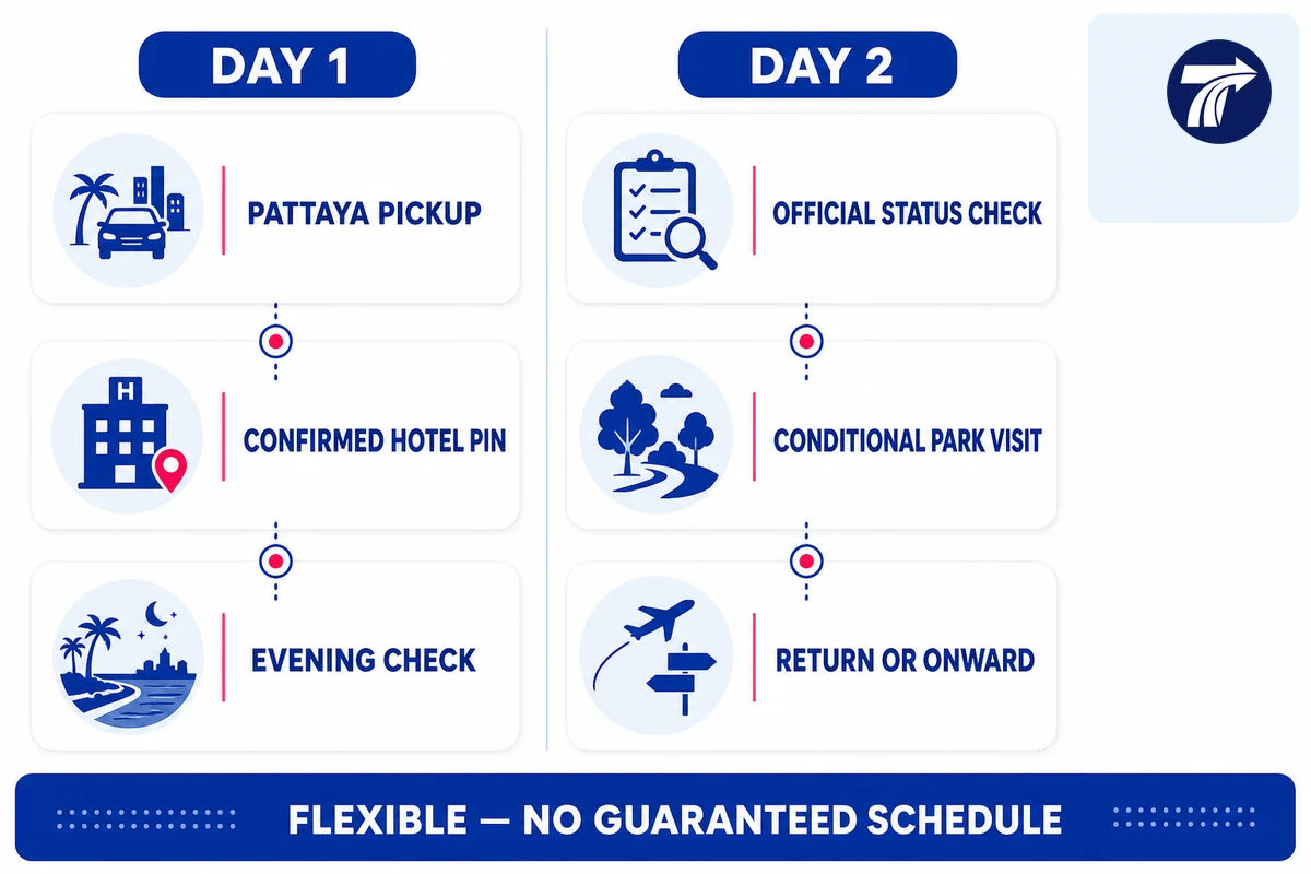 Illustrative flexible two-day Erawan overnight planning overview