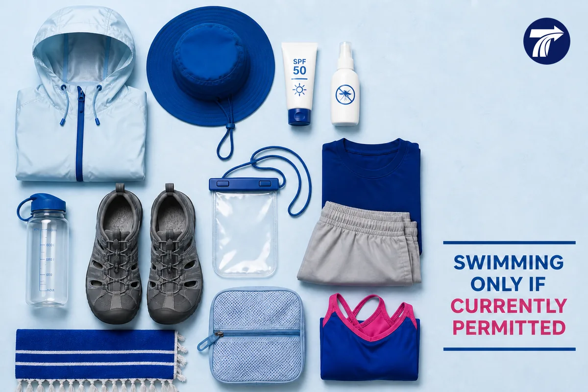 Illustrative wet-trail packing checklist for an Erawan visit