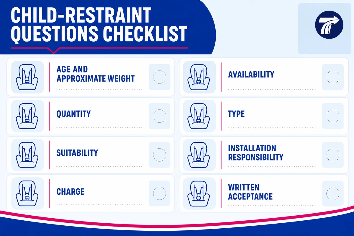 Illustrative child-restraint questions checklist for a private transfer