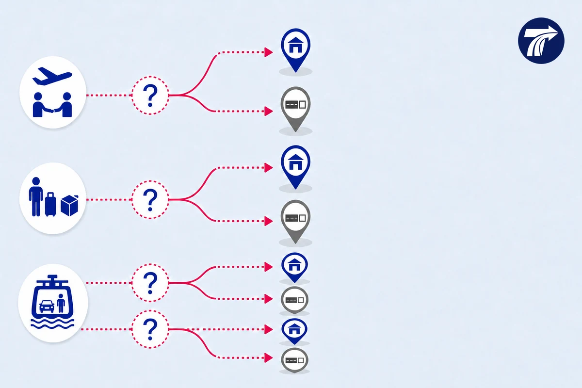 Illustrative written airport pickup ferry scope and exact property access record