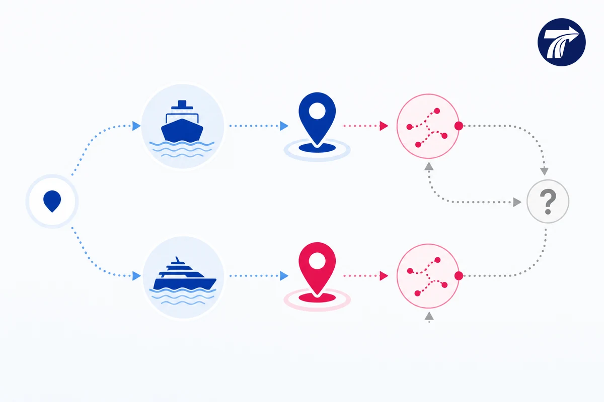 Illustrative island arrival onward movement and return comparison