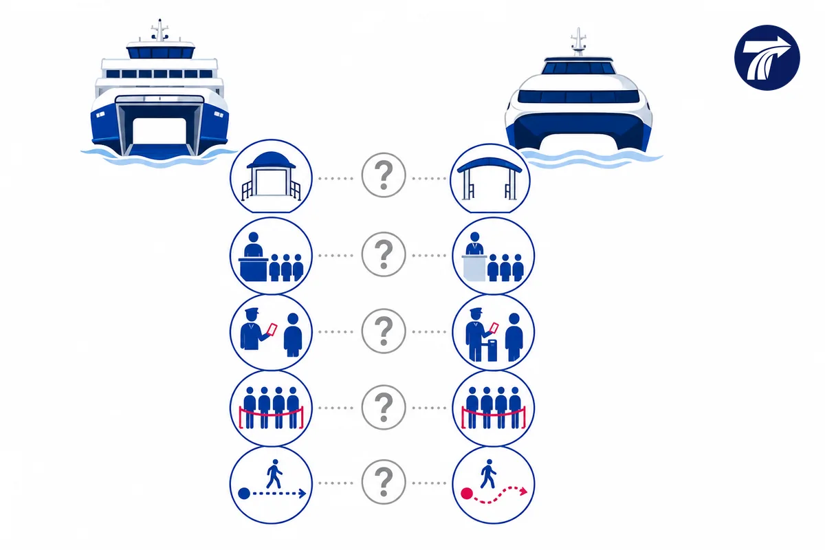 Illustrative boarding questions for two separate boat choices