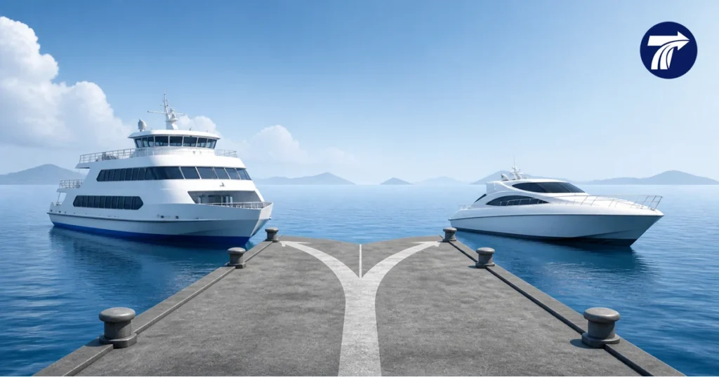 Illustrative balanced ferry and speedboat decision from Pattaya
