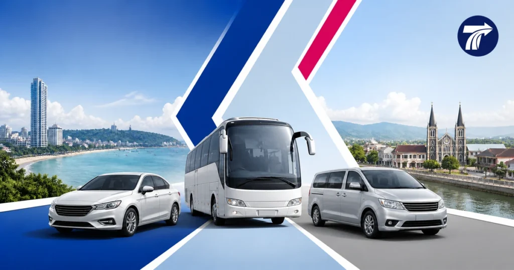 Illustrative private taxi bus and minivan cues for Pattaya to Chanthaburi travel