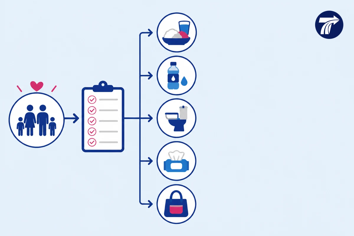 Illustrative family meal toilet and essentials planning checklist