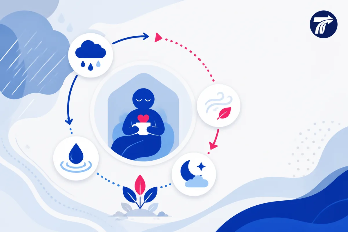 Illustrative shade rain and rest-break planning graphic