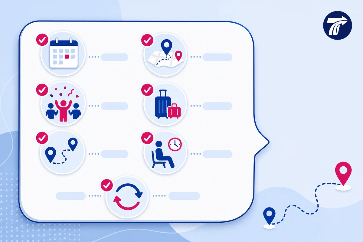 Illustrative copy-and-send checklist for a private-driver itinerary request