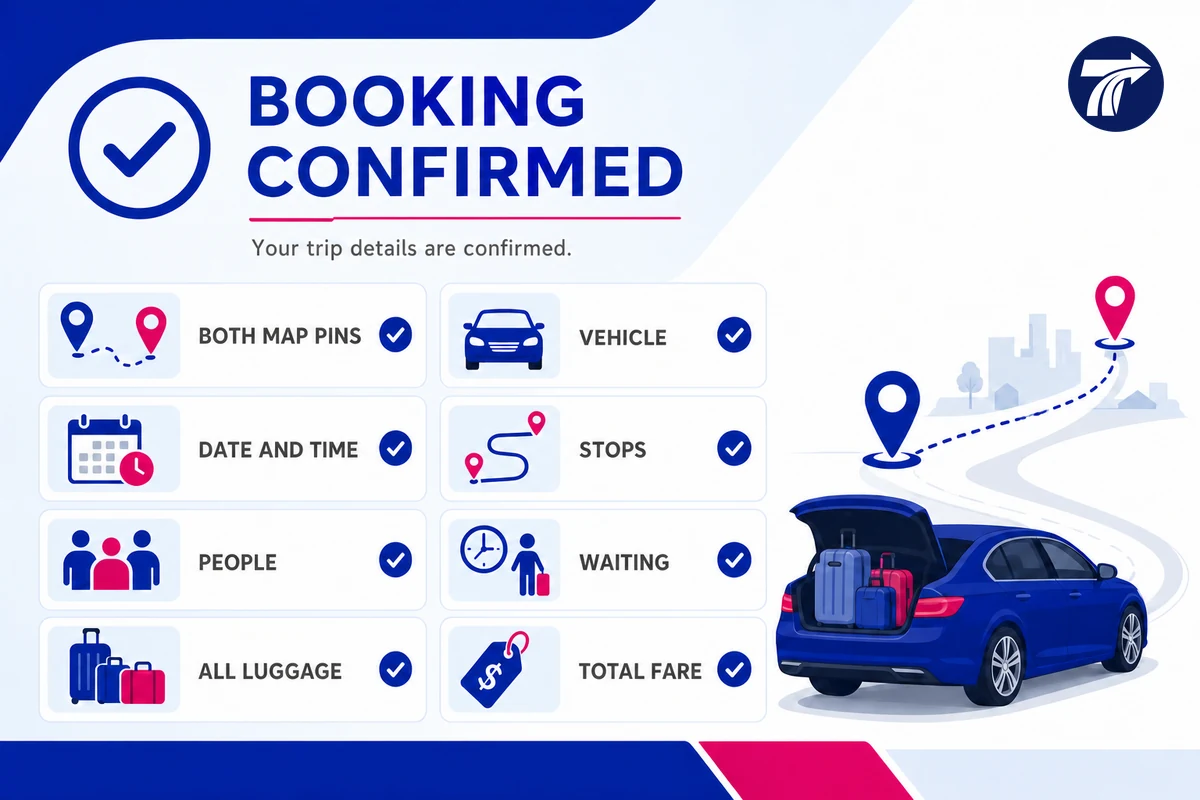 Confirmation checklist for a Pattaya to Kanchanaburi private transfer