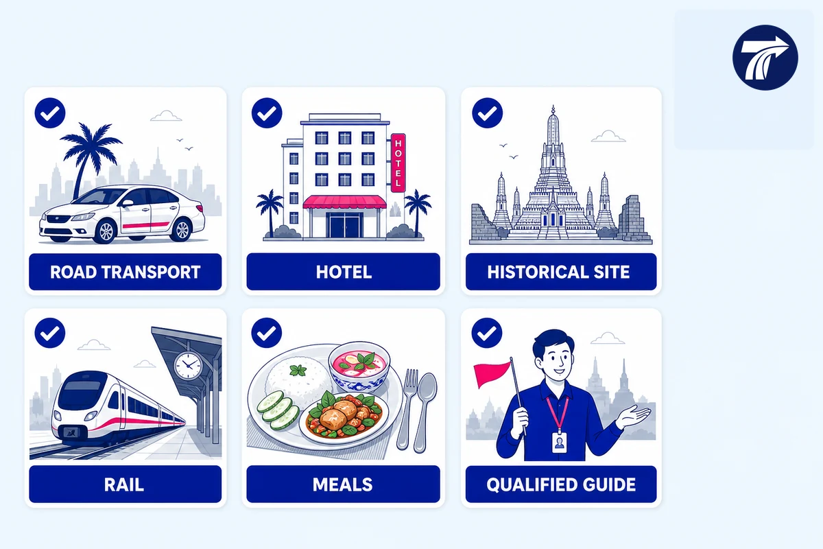 Illustrative checklist of River Kwai itinerary items to book and verify separately