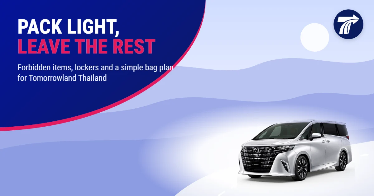 Illustrative cover: Toyota Alphard and a light festival bag plan
